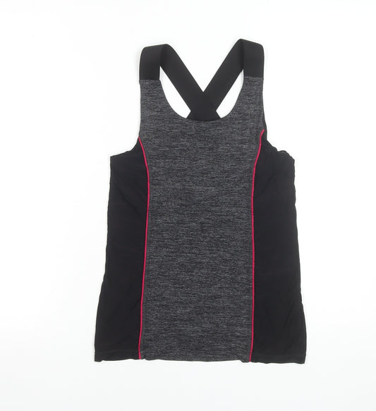 Oysho Women Black & Grey Racerback Tank Top Medium Activewear