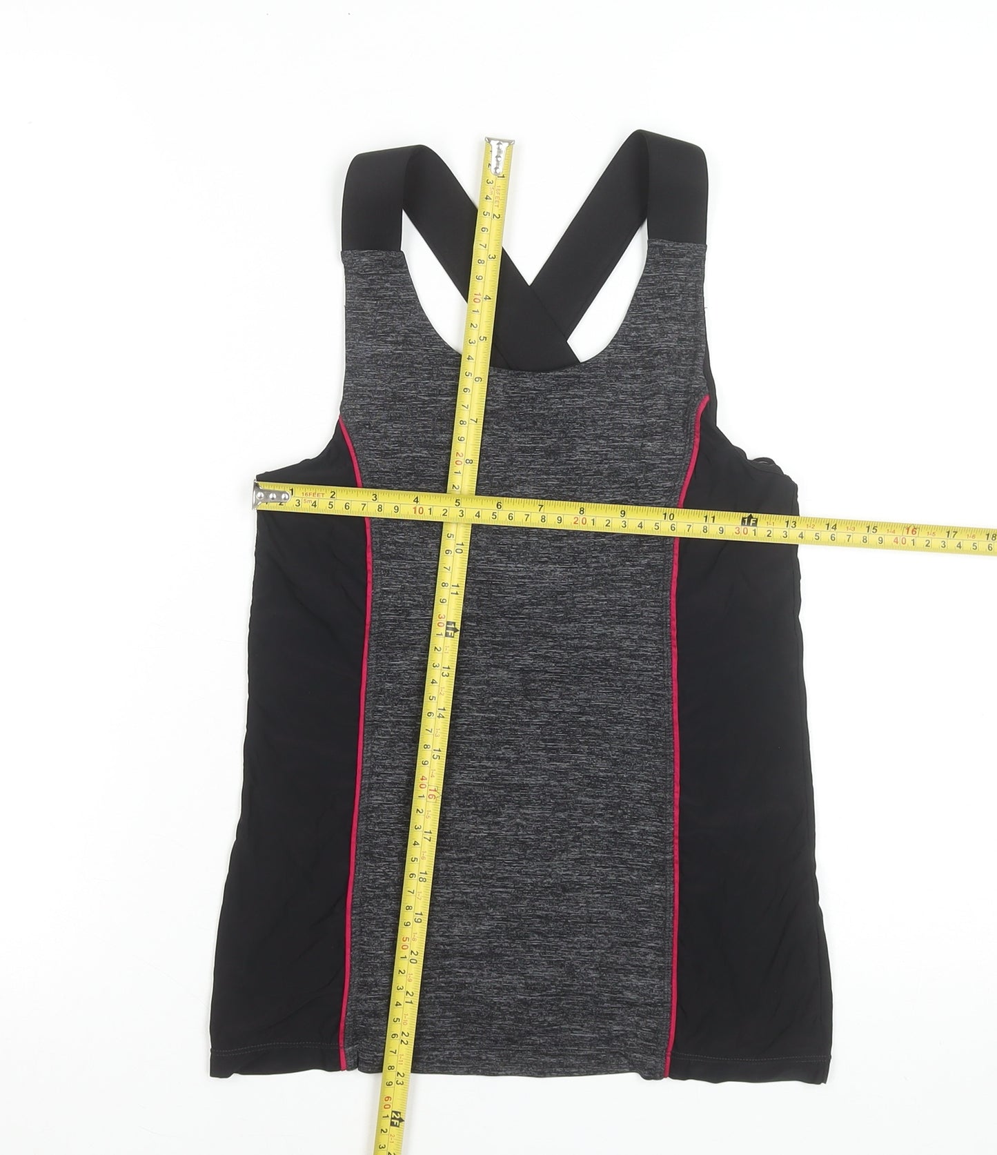Oysho Women Black & Grey Racerback Tank Top Medium Activewear