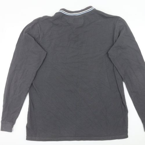 Weekend Offender Men's Grey Long Sleeve Polo Shirt L Regular Fit