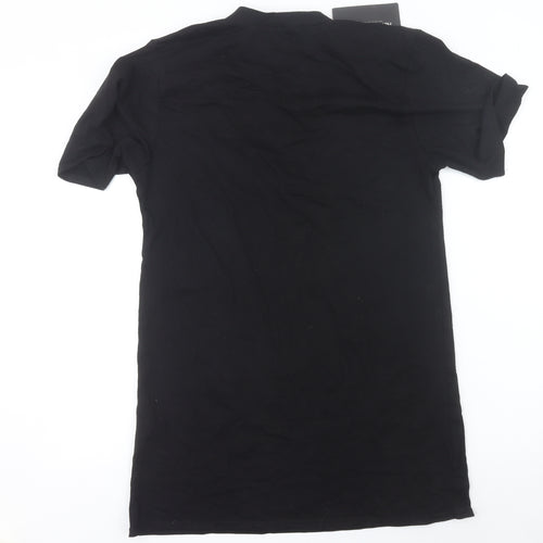 PrettyLittleThing Women’s Black Rock Eagle Graphic V-Neck T-Shirt Size 8