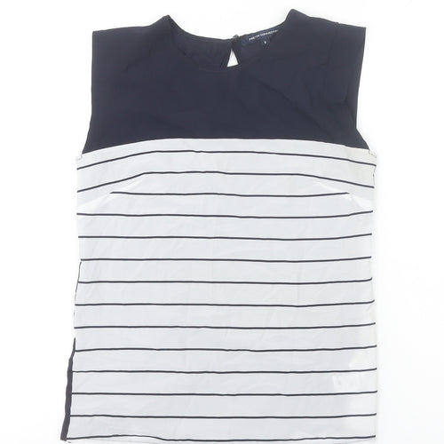 French Connection Women's Blue Striped Sleeveless Blouse Size S