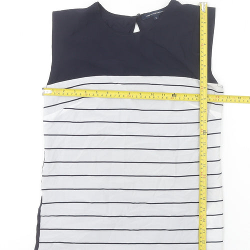 French Connection Women's Blue Striped Sleeveless Blouse Size S
