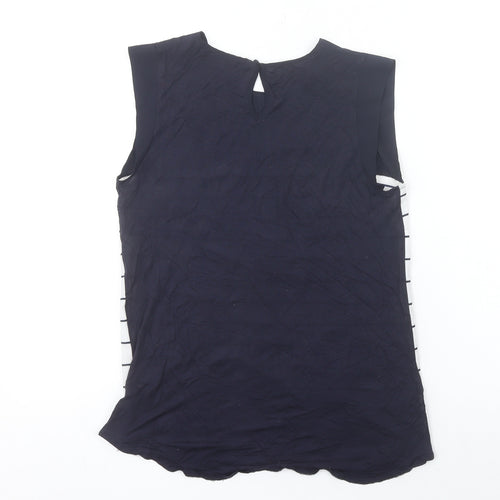 French Connection Women's Blue Striped Sleeveless Blouse Size S