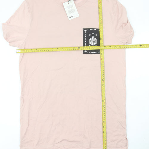 ASOS Men Pink Graphic Print Cotton T-Shirt M Short Sleeve Regular Fit