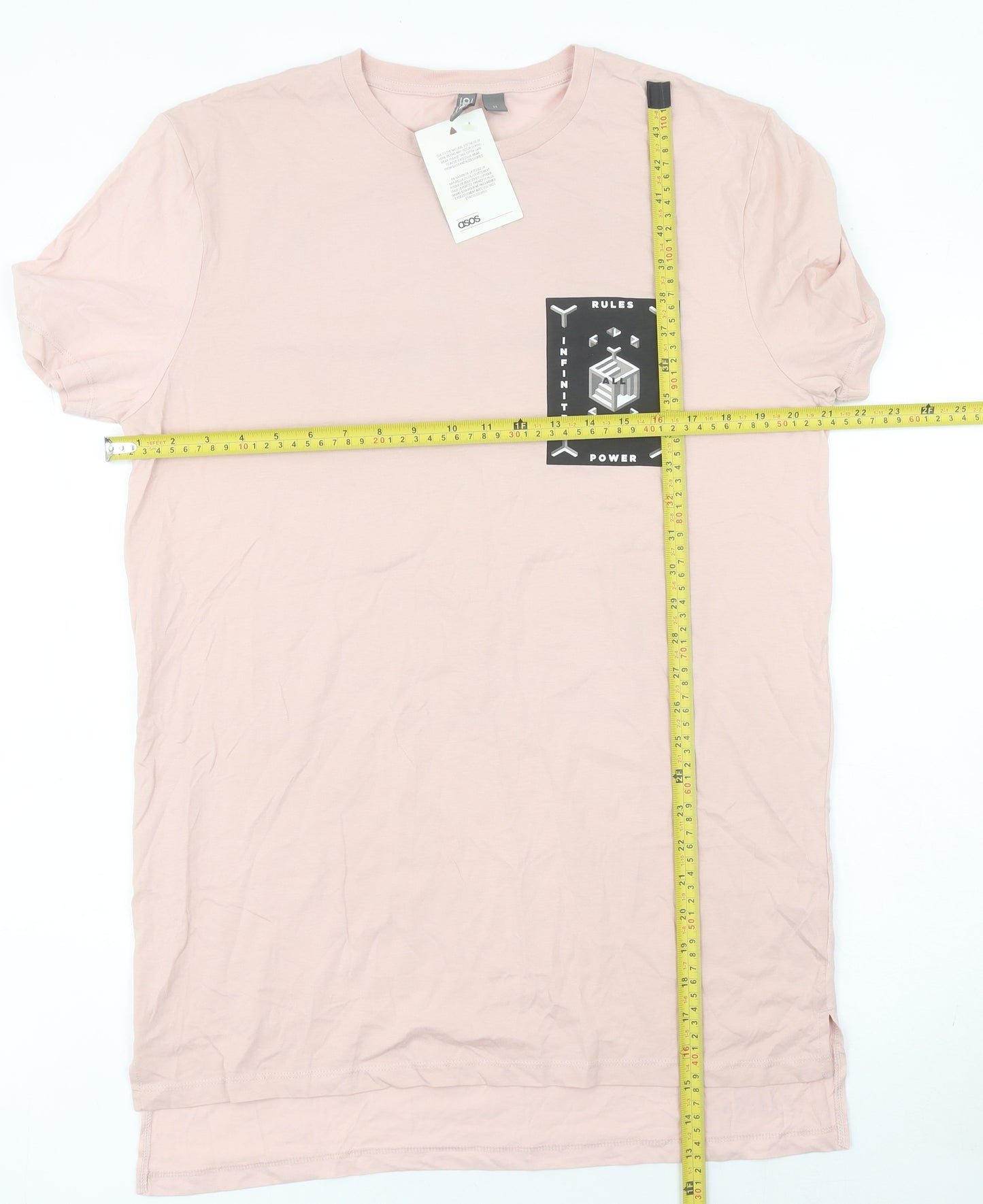 ASOS Men Pink Graphic Print Cotton T-Shirt M Short Sleeve Regular Fit