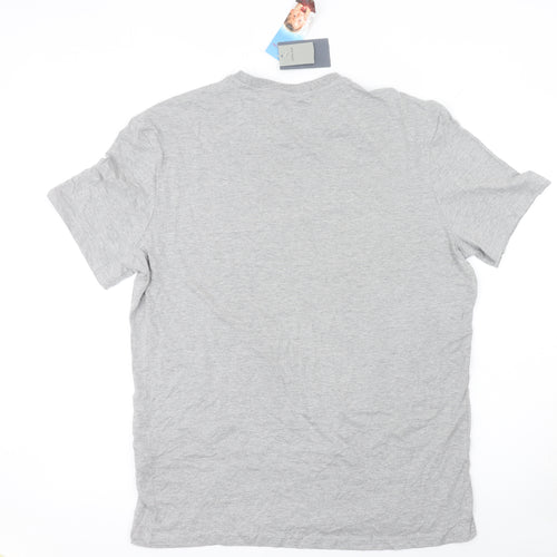Home Alone Grey Graphic Print Men's T-Shirt Size L Cotton Blend