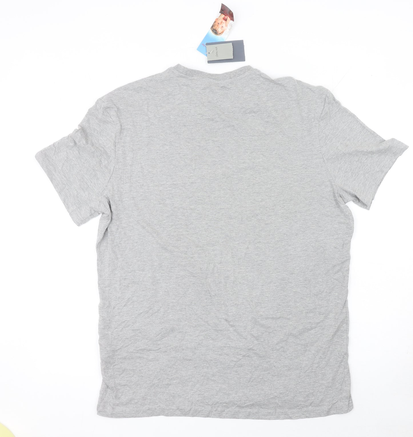 Home Alone Grey Graphic Print Men's T-Shirt Size L Cotton Blend