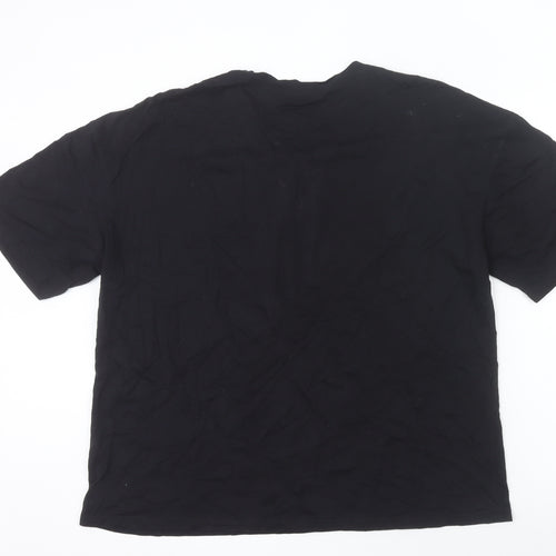SHEIN Women’s Black Graphic Rose T-Shirt 2XL Regular Fit