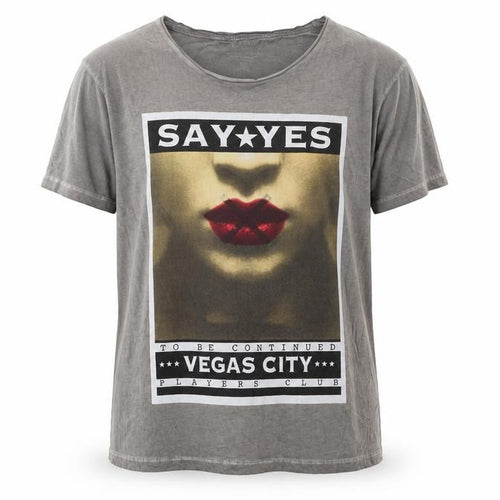 Easy Men’s Grey XL Graphic Print Crew Neck Cotton T-Shirt
