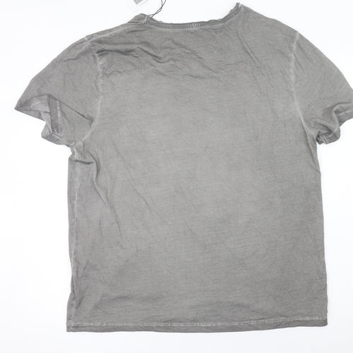 Easy Men’s Grey XL Graphic Print Crew Neck Cotton T-Shirt