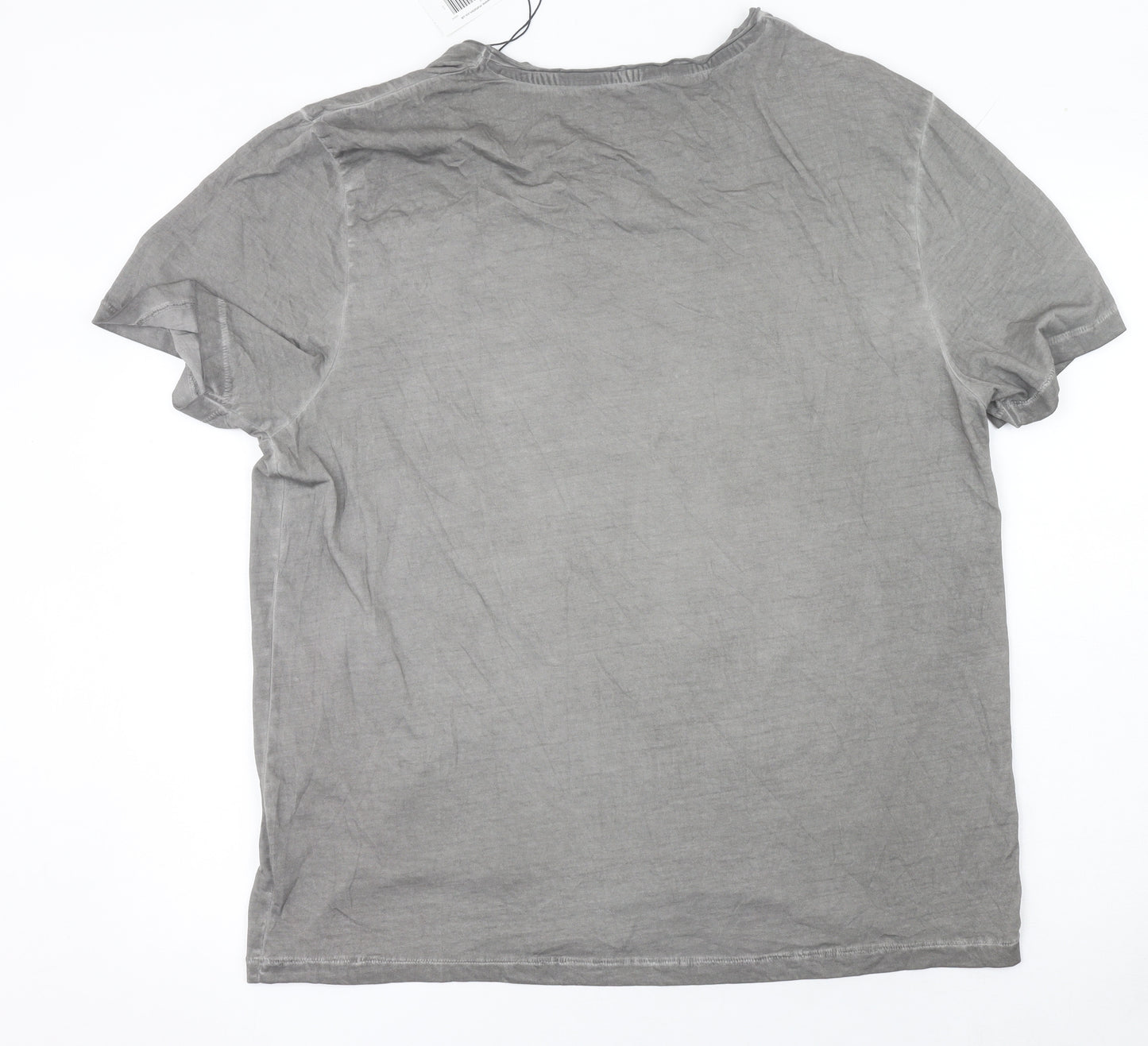 Easy Men’s Grey XL Graphic Print Crew Neck Cotton T-Shirt