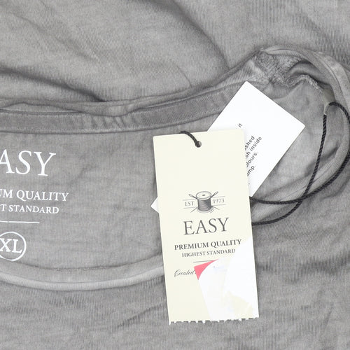 Easy Men’s Grey XL Graphic Print Crew Neck Cotton T-Shirt