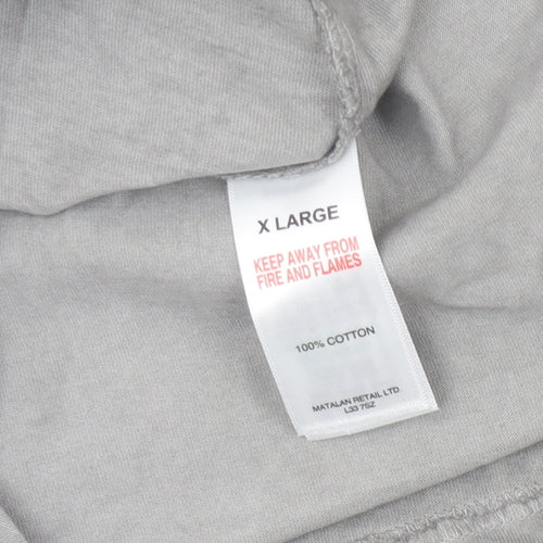 Easy Men’s Grey XL Graphic Print Crew Neck Cotton T-Shirt
