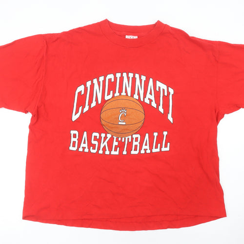 Gribble Men's Red Cincinnati Basketball Graphic T-Shirt XL