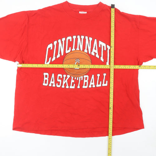 Gribble Men's Red Cincinnati Basketball Graphic T-Shirt XL