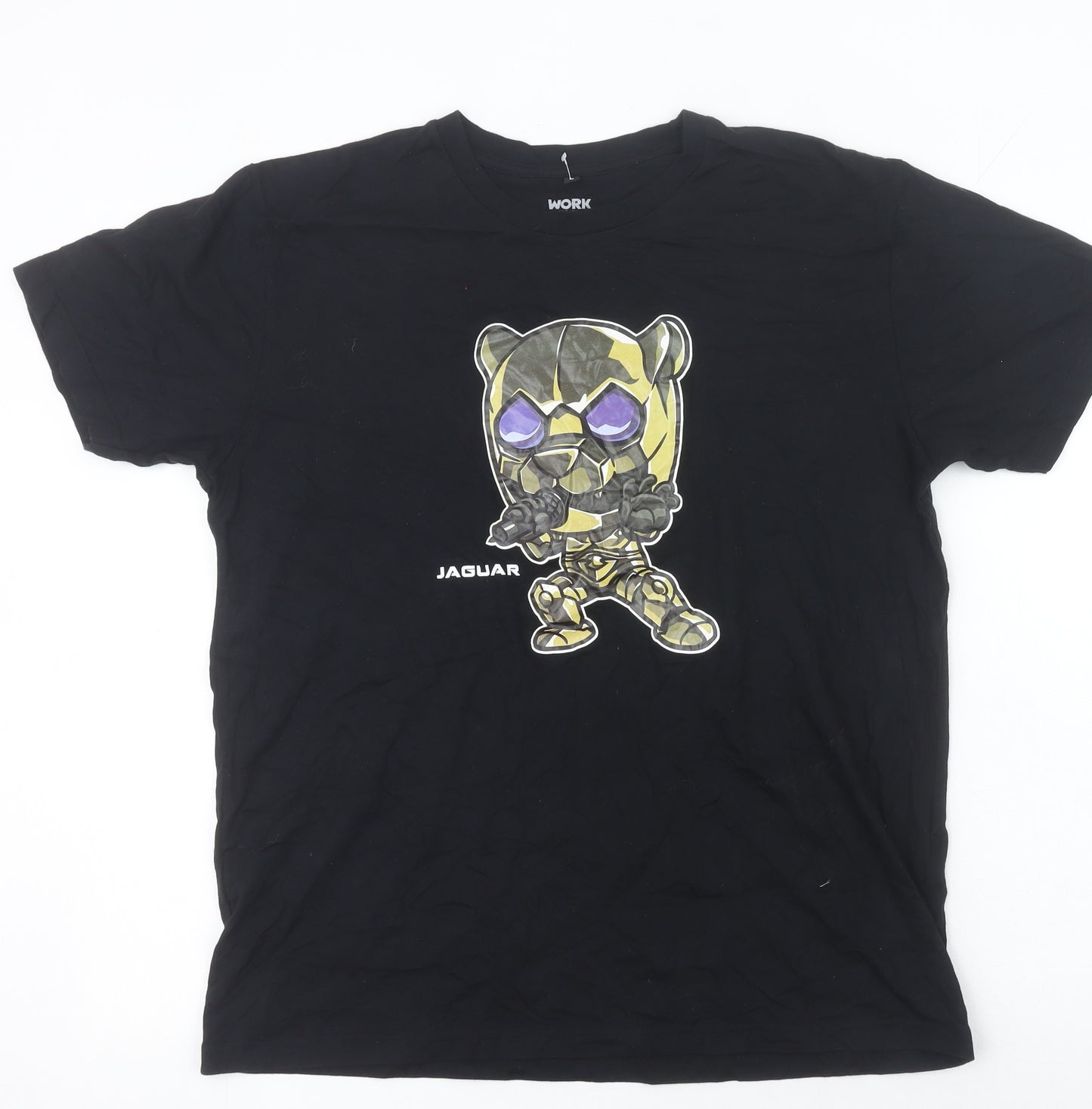 Workpoint Black Womens L Graphic Cartoon Cotton T-Shirt