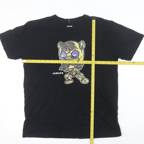 Workpoint Black Womens L Graphic Cartoon Cotton T-Shirt
