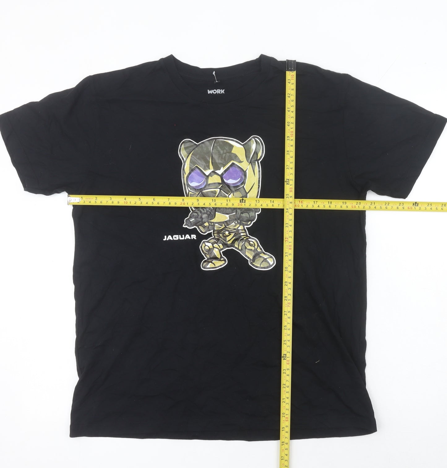 Workpoint Black Womens L Graphic Cartoon Cotton T-Shirt