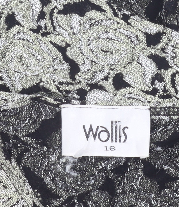 Wallis Women’s Black Floral Lace Sleeveless Camisole Blouse Size 16