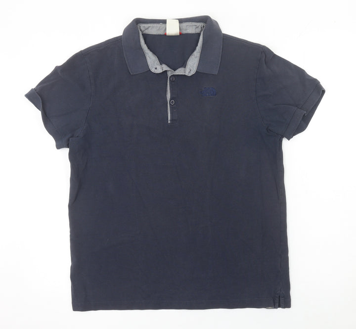 The North Face Men's Blue Cotton Polo Shirt Size L Regular Fit