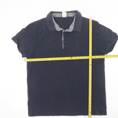 The North Face Men's Blue Cotton Polo Shirt Size L Regular Fit