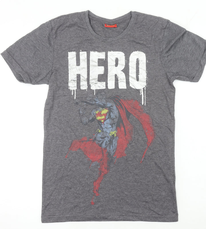 Superman Womens Grey XS Graphic Hero T-Shirt Short Sleeve
