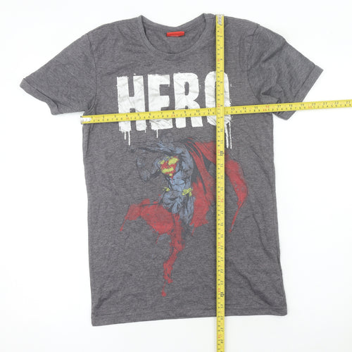 Superman Womens Grey XS Graphic Hero T-Shirt Short Sleeve