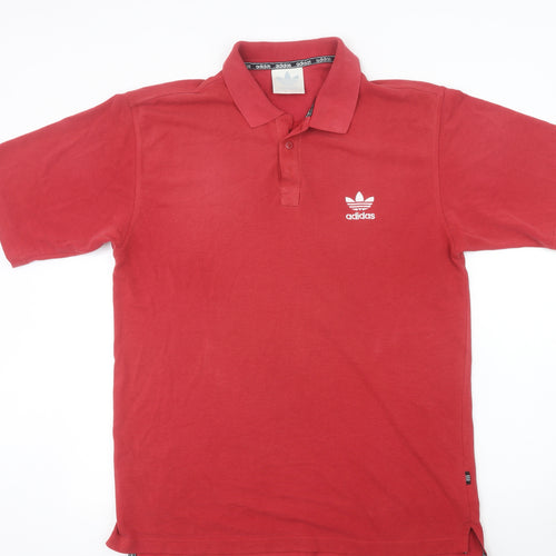 Adidas Men's Red Polo Shirt Size M Regular Fit Cotton Blend