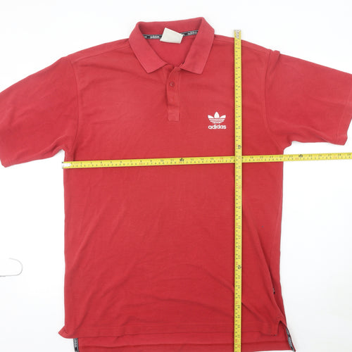 Adidas Men's Red Polo Shirt Size M Regular Fit Cotton Blend