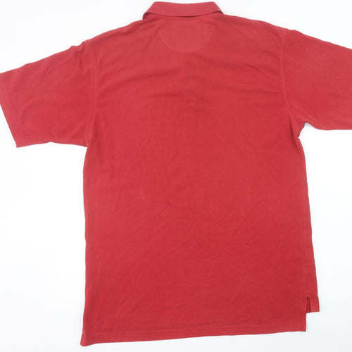 Adidas Men's Red Polo Shirt Size M Regular Fit Cotton Blend