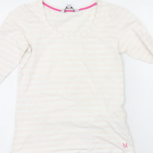 Crew Clothing Co. Women’s Ivory Striped 3/4 Sleeve Cotton T-Shirt Size 12