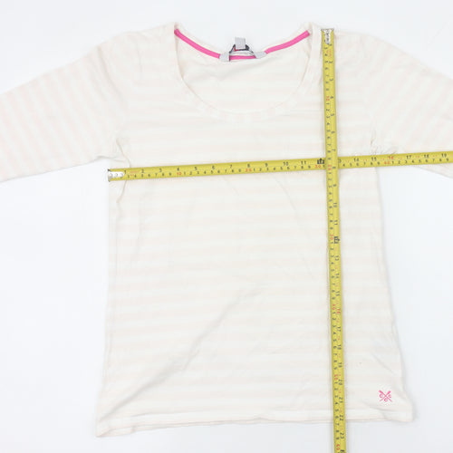 Crew Clothing Co. Women’s Ivory Striped 3/4 Sleeve Cotton T-Shirt Size 12