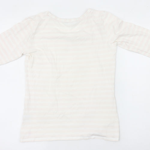 Crew Clothing Co. Women’s Ivory Striped 3/4 Sleeve Cotton T-Shirt Size 12