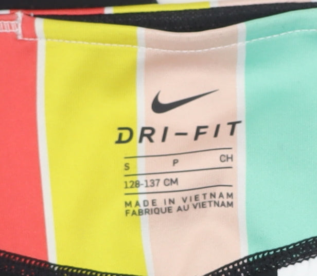 Nike Womens Black Dri-FIT Cropped Leggings Size Small Multi Logo