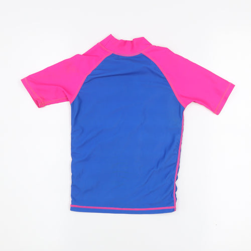 Mountain Warehouse Girls Blue & Pink Sequin Seahorse Rash Guard Top 5-6 Years