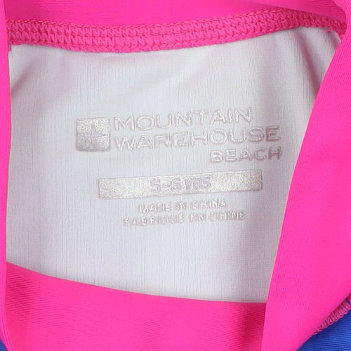 Mountain Warehouse Girls Blue & Pink Sequin Seahorse Rash Guard Top 5-6 Years