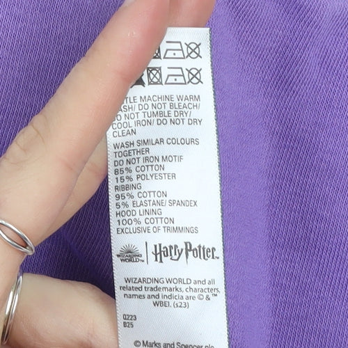 Marks and Spencer Girls Purple Harry Potter Pullover Hoodie 8-9 Years