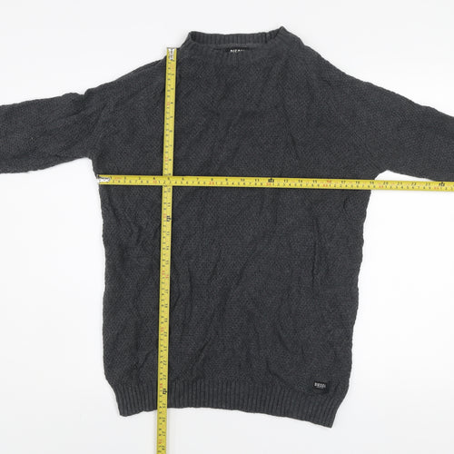 Diesel Men’s Grey Waffle Knit Cotton Pullover Jumper Size M