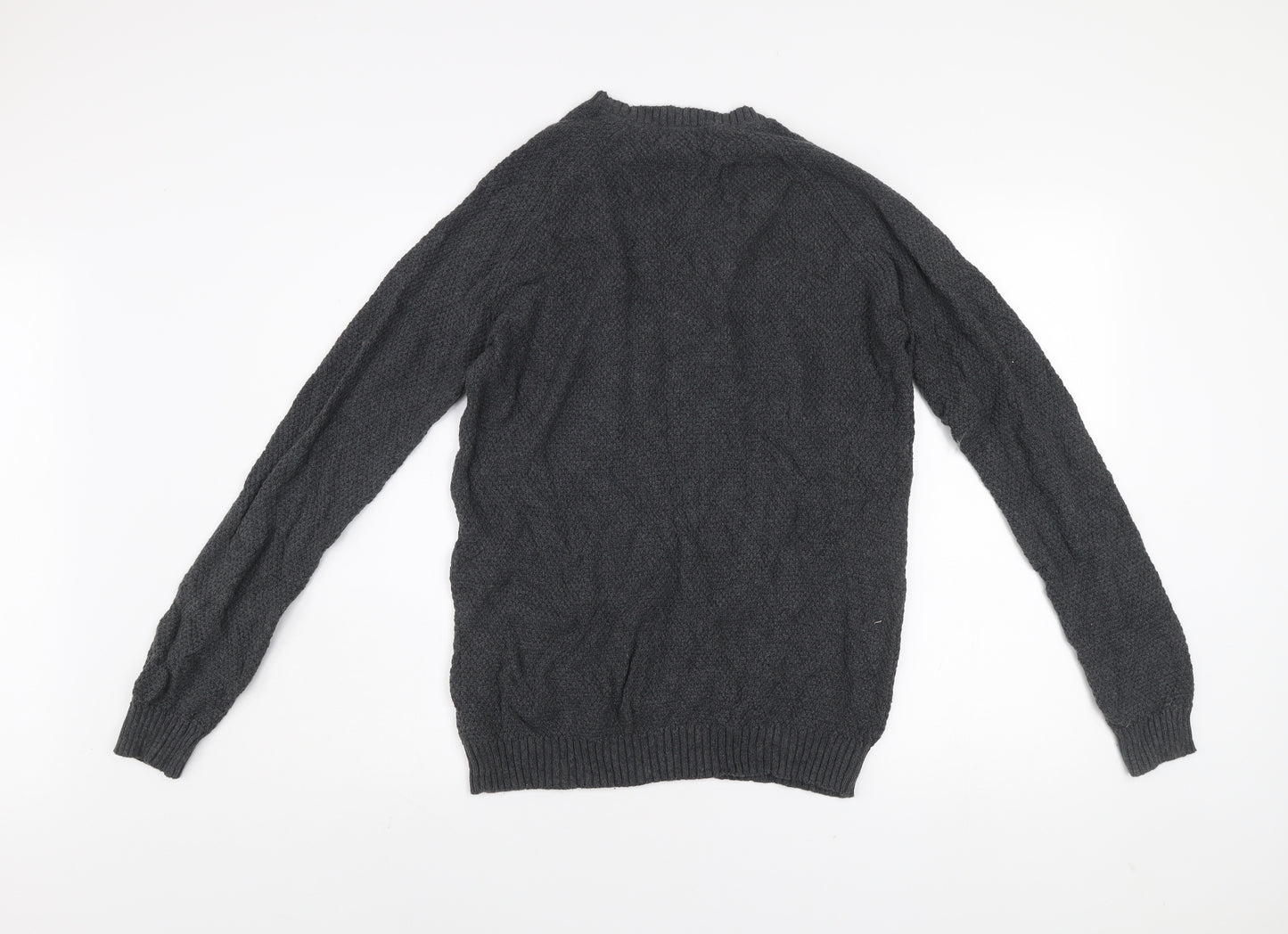 Diesel Men’s Grey Waffle Knit Cotton Pullover Jumper Size M
