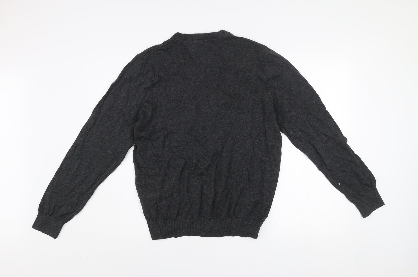 Tommy Hilfiger Men's Grey Cotton V-Neck Jumper Size M