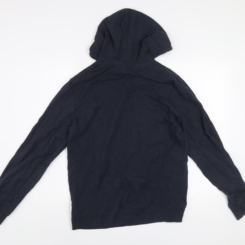 Jack & Jones Mens Blue Pullover Hoodie Medium Graphic Logo Cotton Blend