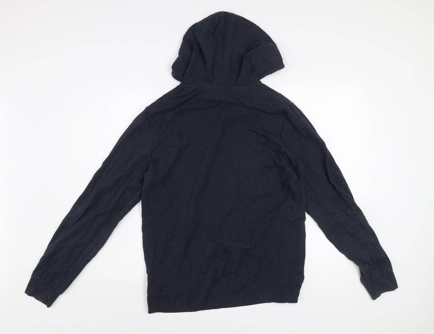 Jack & Jones Mens Blue Pullover Hoodie Medium Graphic Logo Cotton Blend