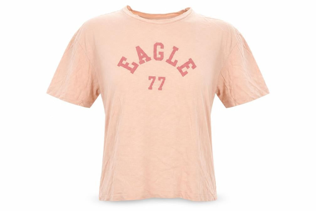 Front view of American Eagle Women's Pink Cotton Short Sleeve Basic T-Shirt M
