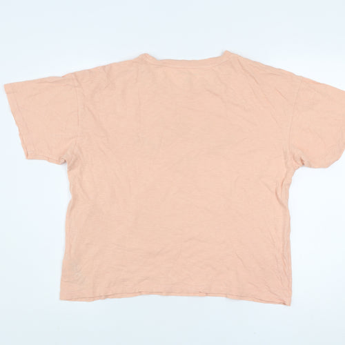American Eagle Women's Pink Cotton Short Sleeve Basic T-Shirt M