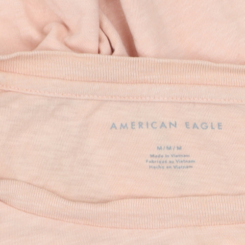 American Eagle Women's Pink Cotton Short Sleeve Basic T-Shirt M