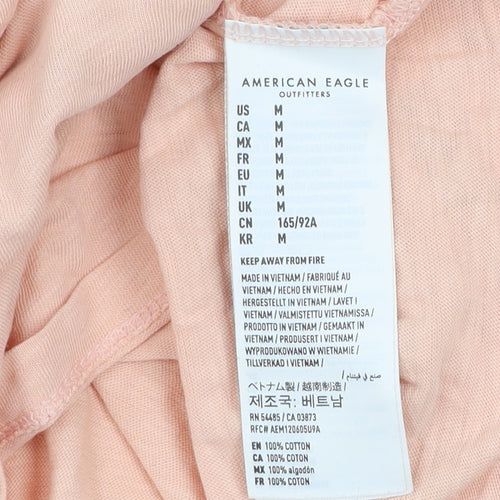American Eagle Women's Pink Cotton Short Sleeve Basic T-Shirt M