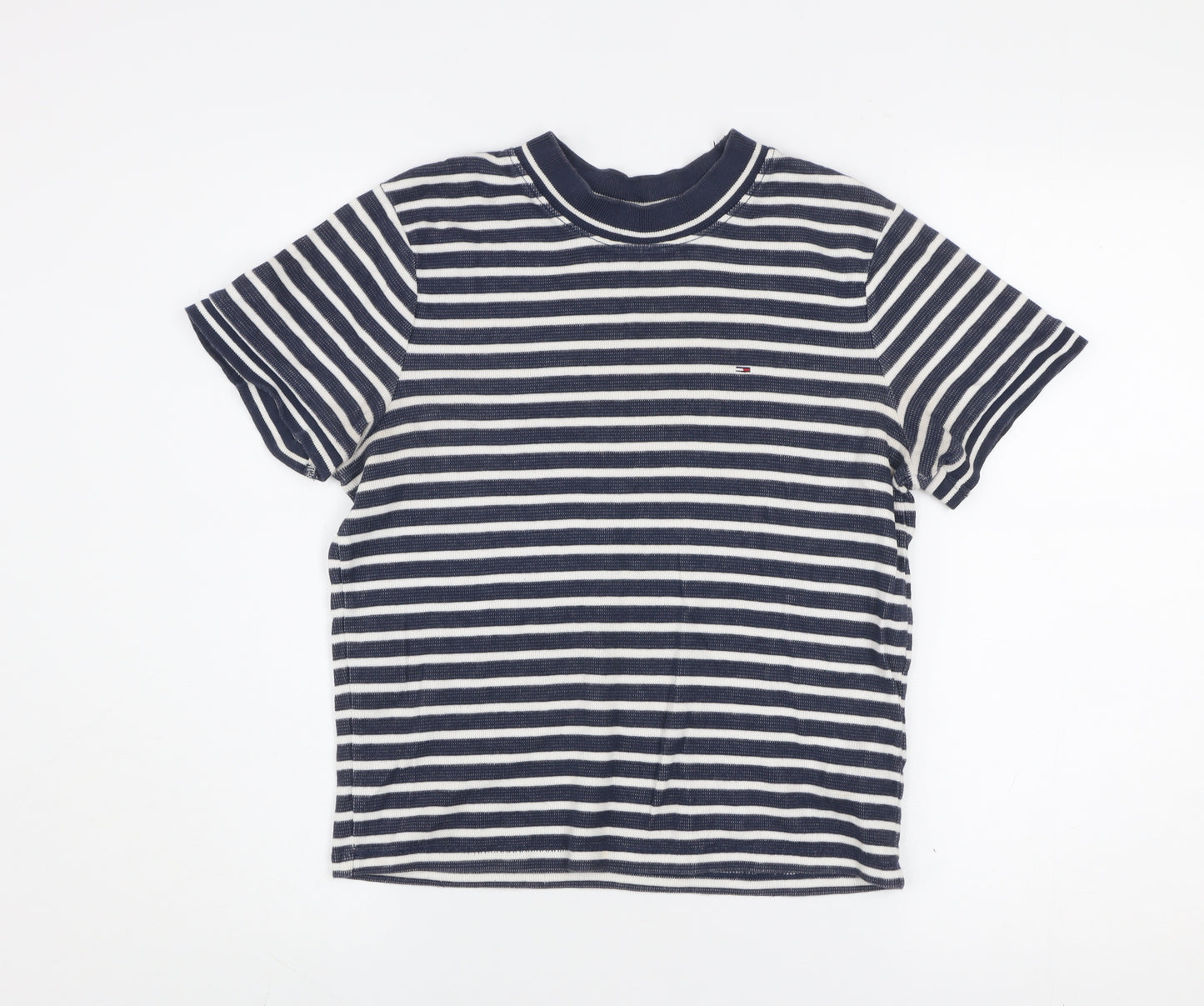 Tommy Jeans Women's Blue Striped Cotton Crew Neck T-Shirt XL