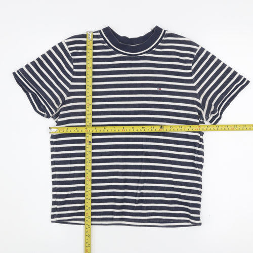 Tommy Jeans Women's Blue Striped Cotton Crew Neck T-Shirt XL