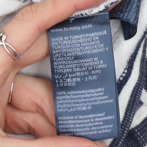 Tommy Jeans Women's Blue Striped Cotton Crew Neck T-Shirt XL