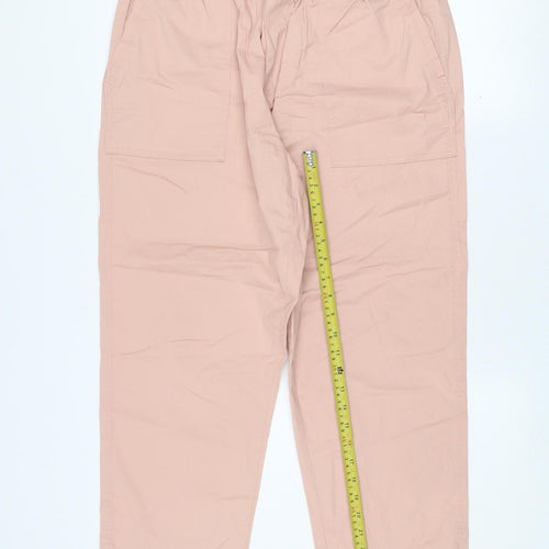 Dunnes Women Pink Cotton Elastic Waist Cargo Trousers L